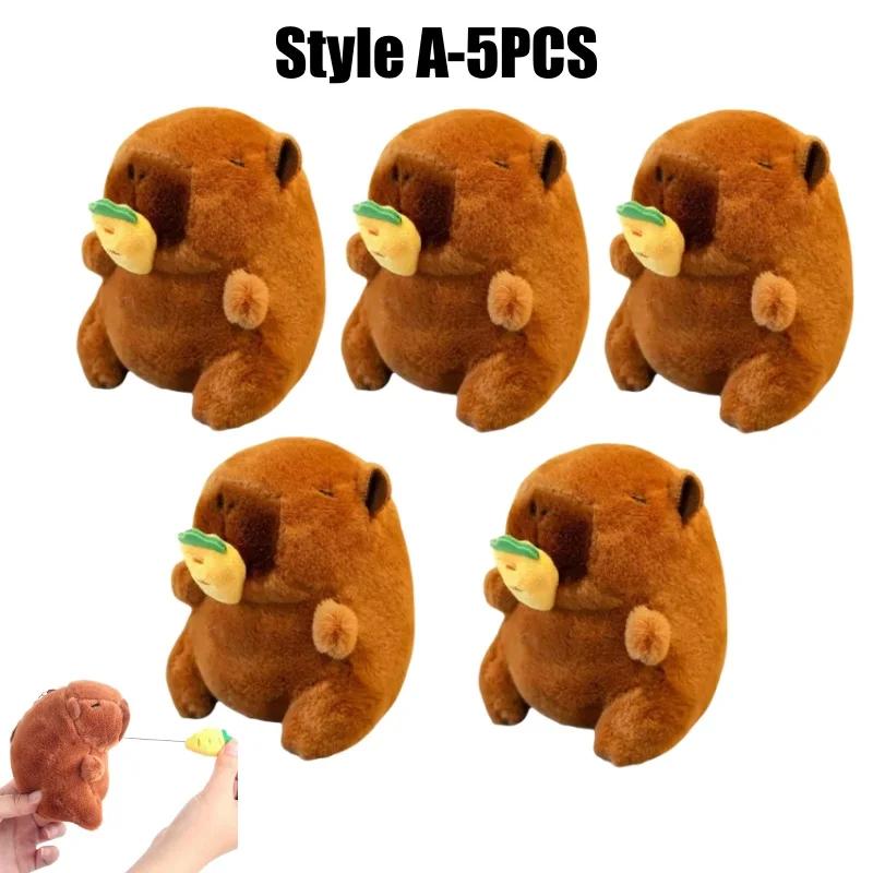 Cute Stuffed Animals Plush Capybara Keychain 12cm Cartoon Simulation Capybara Pendant Snot-Pulling Cute School Bag Pendant