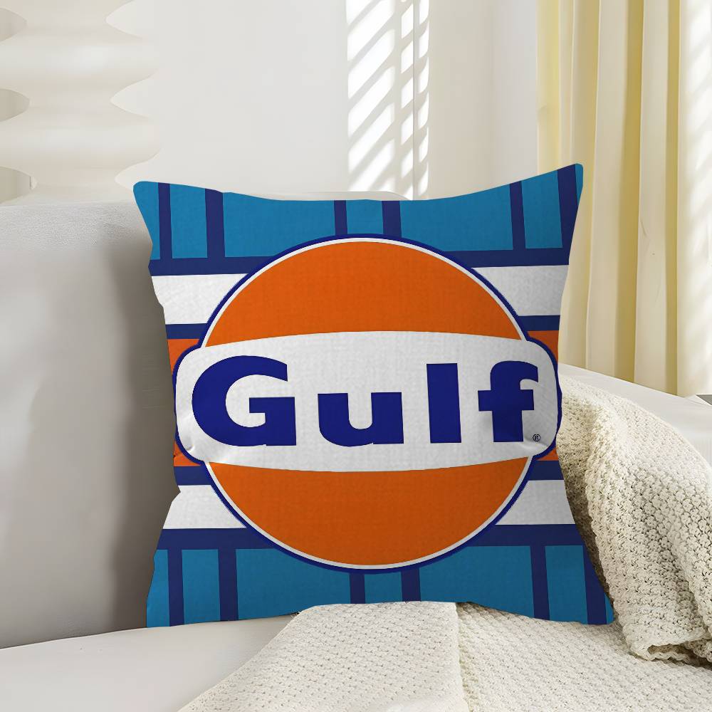 G-Gulf Racing Car Logo Pillow Covers Cartoon Sofa Decorative Home Double-sided Printing Short Plush Cute Cushion Cover