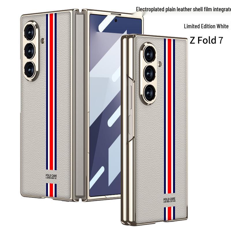 Solid Color Electroplated Leather Case for Samsung Z Fold7
