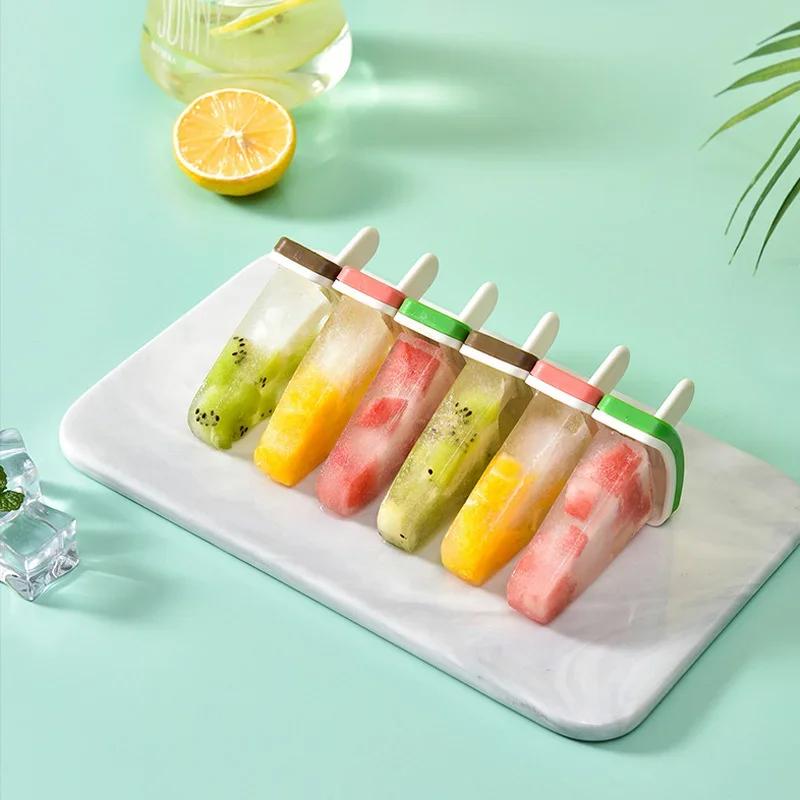 4/6 Grids Ice Cream Mold With Cover Shape Mold DIY Homemade Ice Popsicle Mould Frozen Juice Milk Kitchen Ice Cream Make Tools