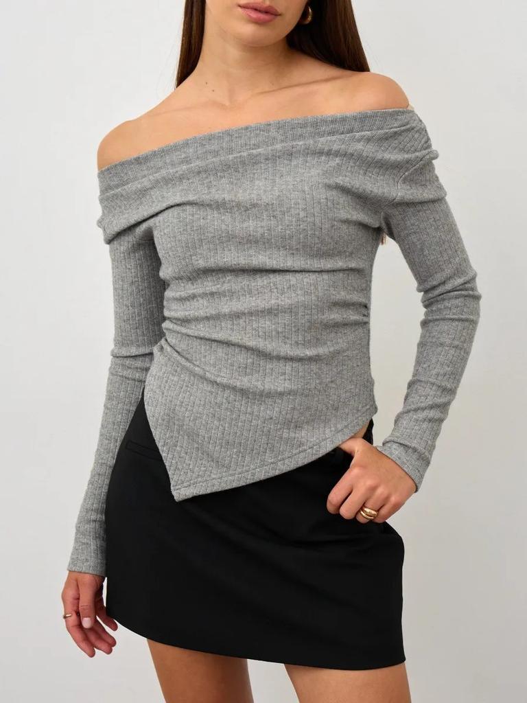 European and American Y2K Irregular Top Women's Autumn and Winter Long Sleeved T-shirt