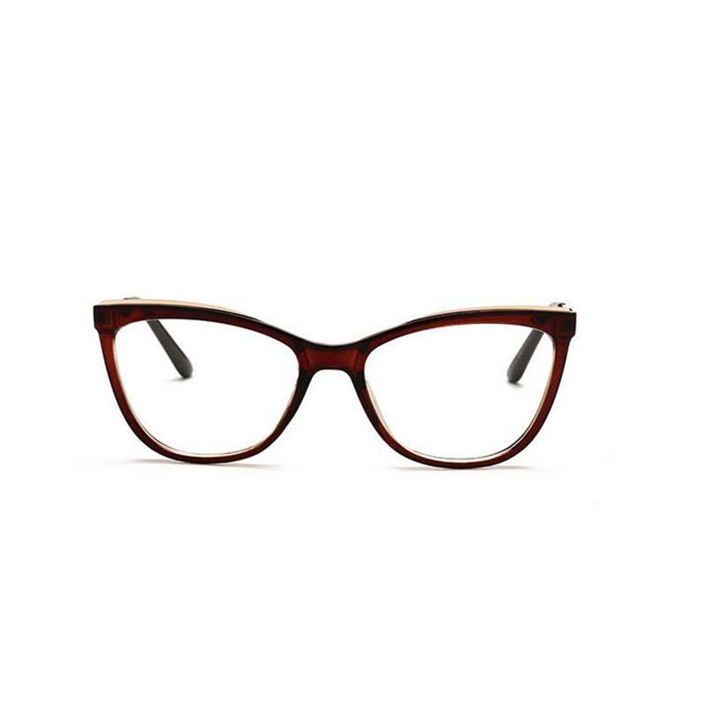 Anti Blue Light Cat Eye Prescription Eyeglasses Women Tea Frame Oval Nearsighted Glasses  Female 0 -0.5 -0.75 -1.0 To -6.0