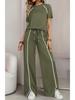 2026 Women's Round Neck Ribbed Casual Hoodie and Pants Set