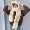 Trendy Women Plush Hats Gloves Scarf 3in1 Suit Cartoon Bear Ear Shape Warmth Hats Hat Adults Winter Hat for Teenagers