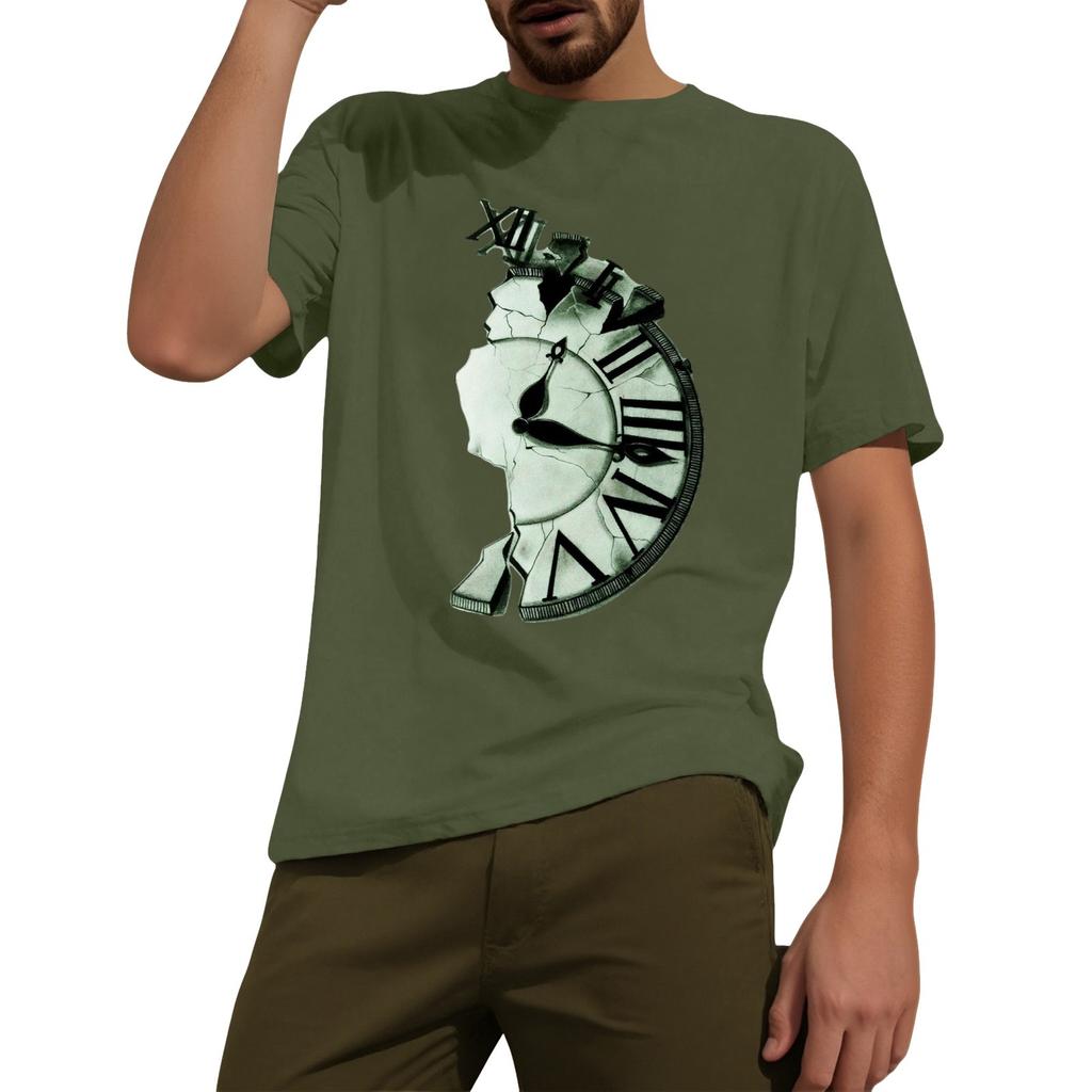 Men's Fashion Printed Round Neck Straight Shoulder Short Sleeve T-Shirt Top