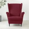 Solid Color Sloping King Back Chair Covers Elastic Polar Fleece Wing Chairs Cover with Seat Cushion Cover Furniture Protector