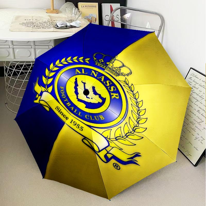 1PC Nassr Football Club Crest Printed Umbrella Folding umbrella, automatic umbrella 8-Frame for Travel, camping Fan gifts Christmas Gifts
