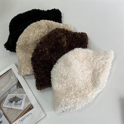 Herbst und Winter zeigen Gesicht Lammwolle breitkrempiger Fischerhut Kinder einfarbig vielseitig warm Plüsch Wasser