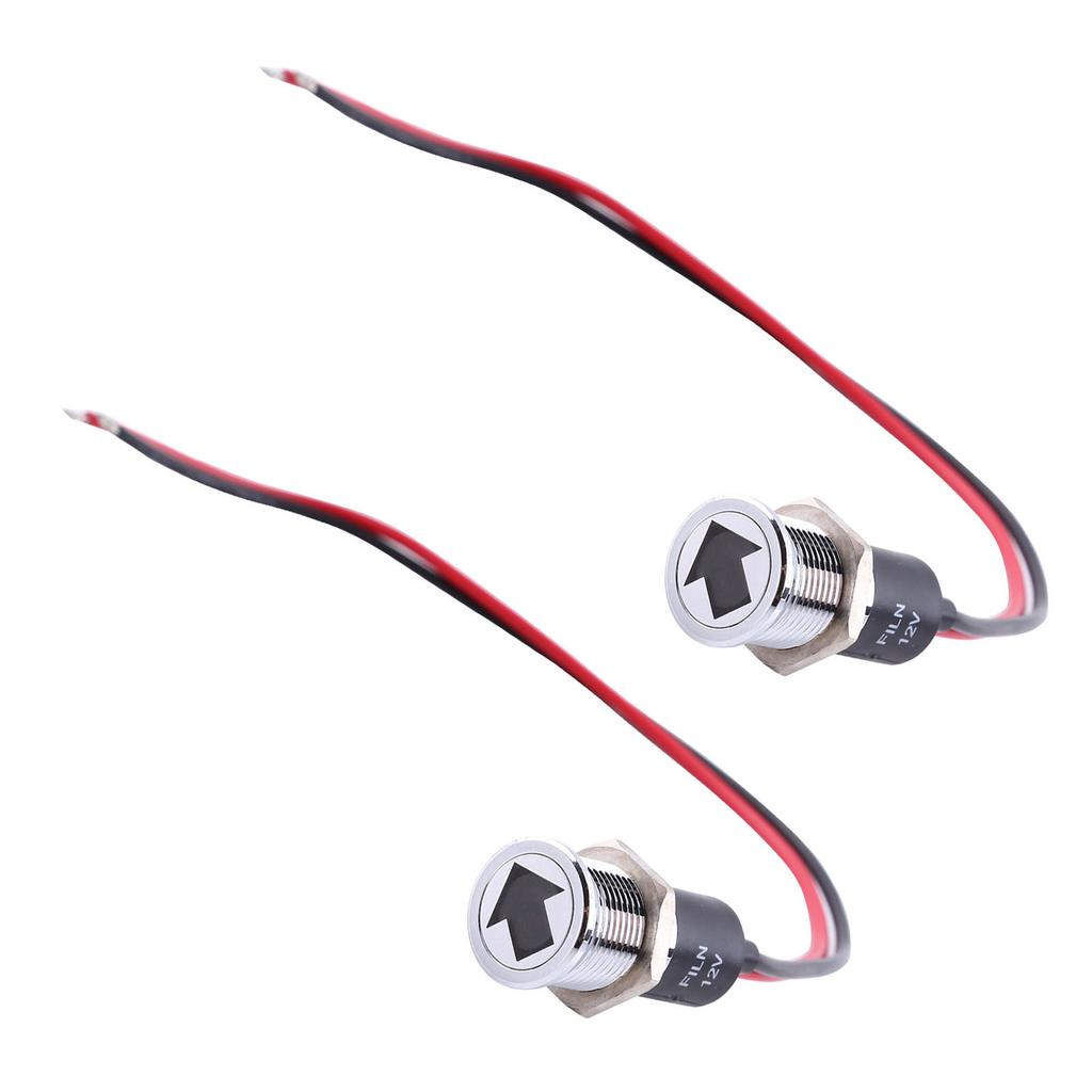 2PCS 14mm LED Metal Indicator Dash Panel Turn Signal Indicator Lamp for Bike Boat Green Light