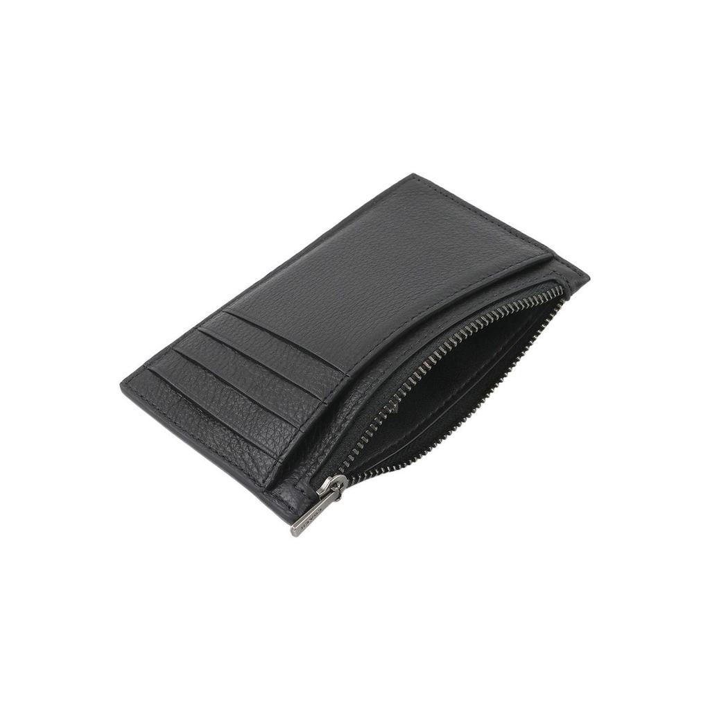 Coach Card Case Zipper Pebble Grain Leather Wallet Unisex Wallet Black C4280-QBBK