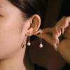 Long Chain Tassel Design Natural Freshwater Pearl Drop Earrings S925 Silver Needle Luxury Women Pearl Jewelry