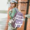 FANDARE Women's Korean Backpack, Large Capacity, Lightweight, Cute with Charm, 15.6-inch Laptop Storage, Back Pocket, Waterproof Nylon, Purple, for