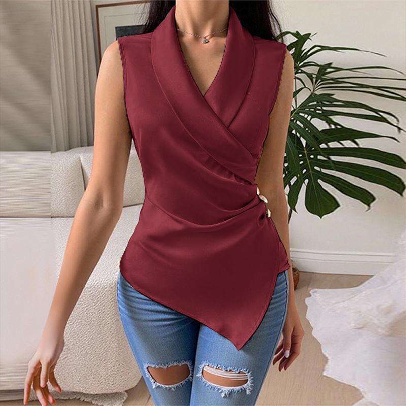 

ZANZEA Женские повседневные летние майки без рукавов с V-образным вырезом и неровным подолом 4XL