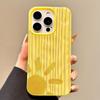 Custodia per Telefono Gialla a Strisce con Disegno del Sole per IPhone 17 Pro Max 16 15 14 13 12 11 Pro Max Plus 17Air 16E Texture Pieghettata Cover Morbida