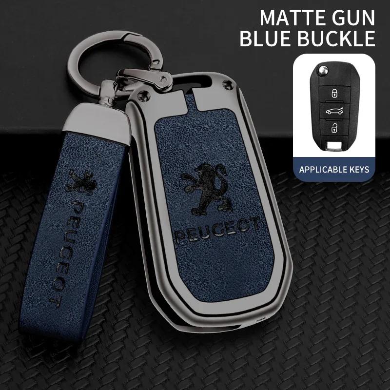 

Car Sticker 2025 Hot Zine Alloy Leather Car Smart Remote Key Case Shell Cover Protection For Peugeot 208 2008 301 308 508 5008 R