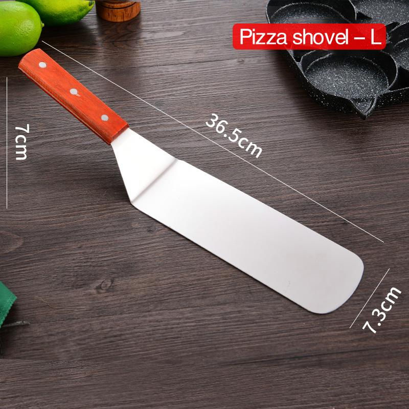 

Лопатка для жарения из нержавеющей стали, лопатка для стейка, пиццы, захватные ножи, лопата для выпечки, торта, инструменты для барбекю, кухонная лопатка с деревянной ручкой Frying shovel-L