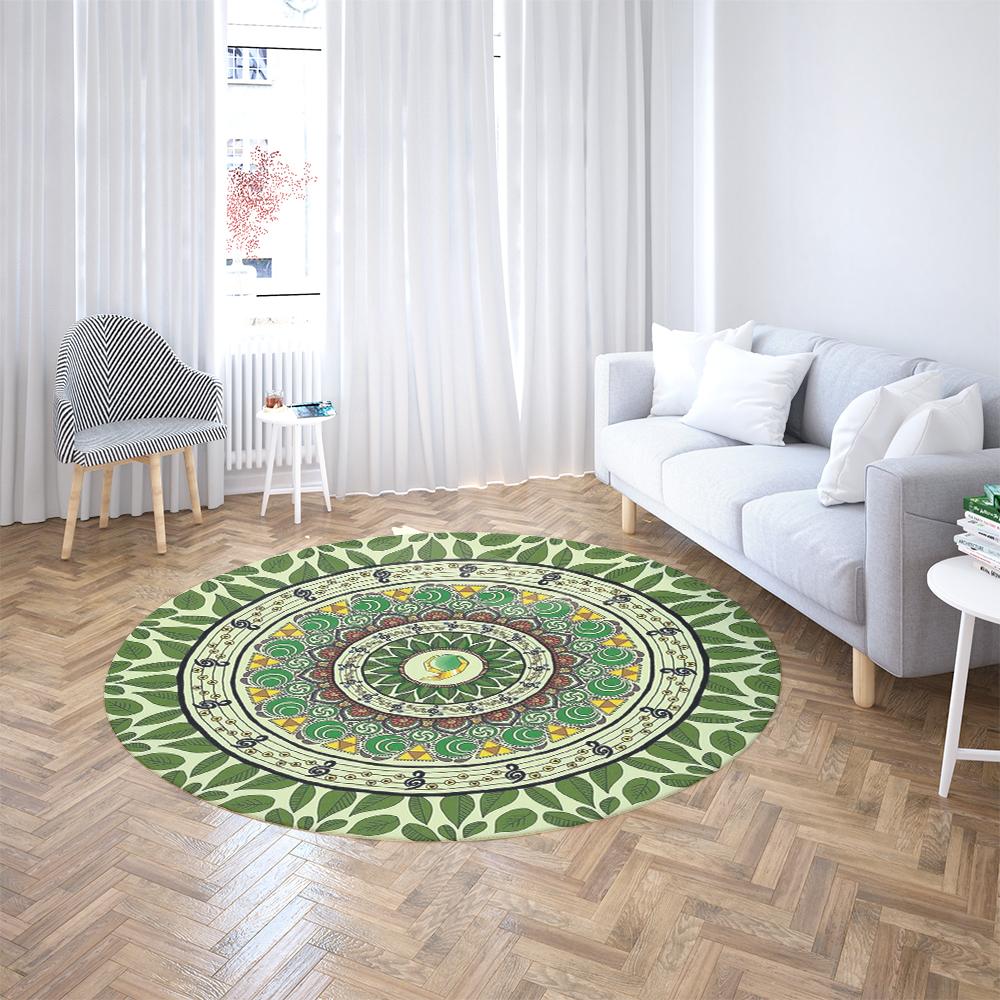 

Круглый ковер с узором мандалы, красочный, с геометрическими, цветочными и ретро-дизайнами, мягкий ковер для гостиной, спальни, в богемном стиле 80X80CM