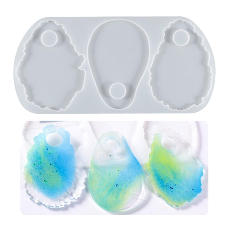 Cosmetic Makeup Palette Spatula Tool Resin Casting Mold Eye Shadow Makeup Irregular Round Palette Panel Mould Craft Tool