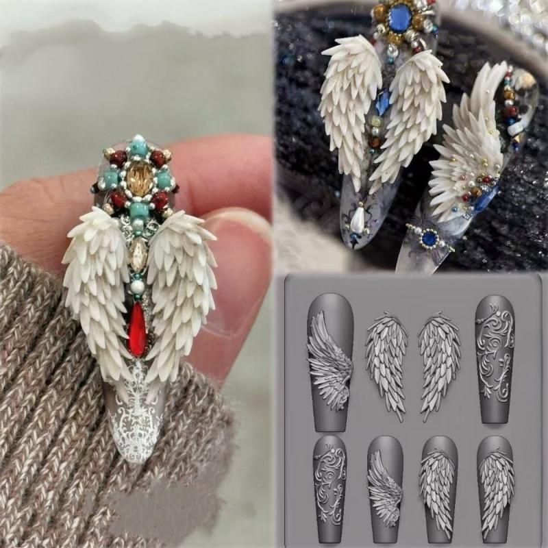 3D Silicone Nail Mold Flower Bow Butterfly Nails Templates Transparent Mold Diy Nail Art Decor Stamping Plates Manicure Tools