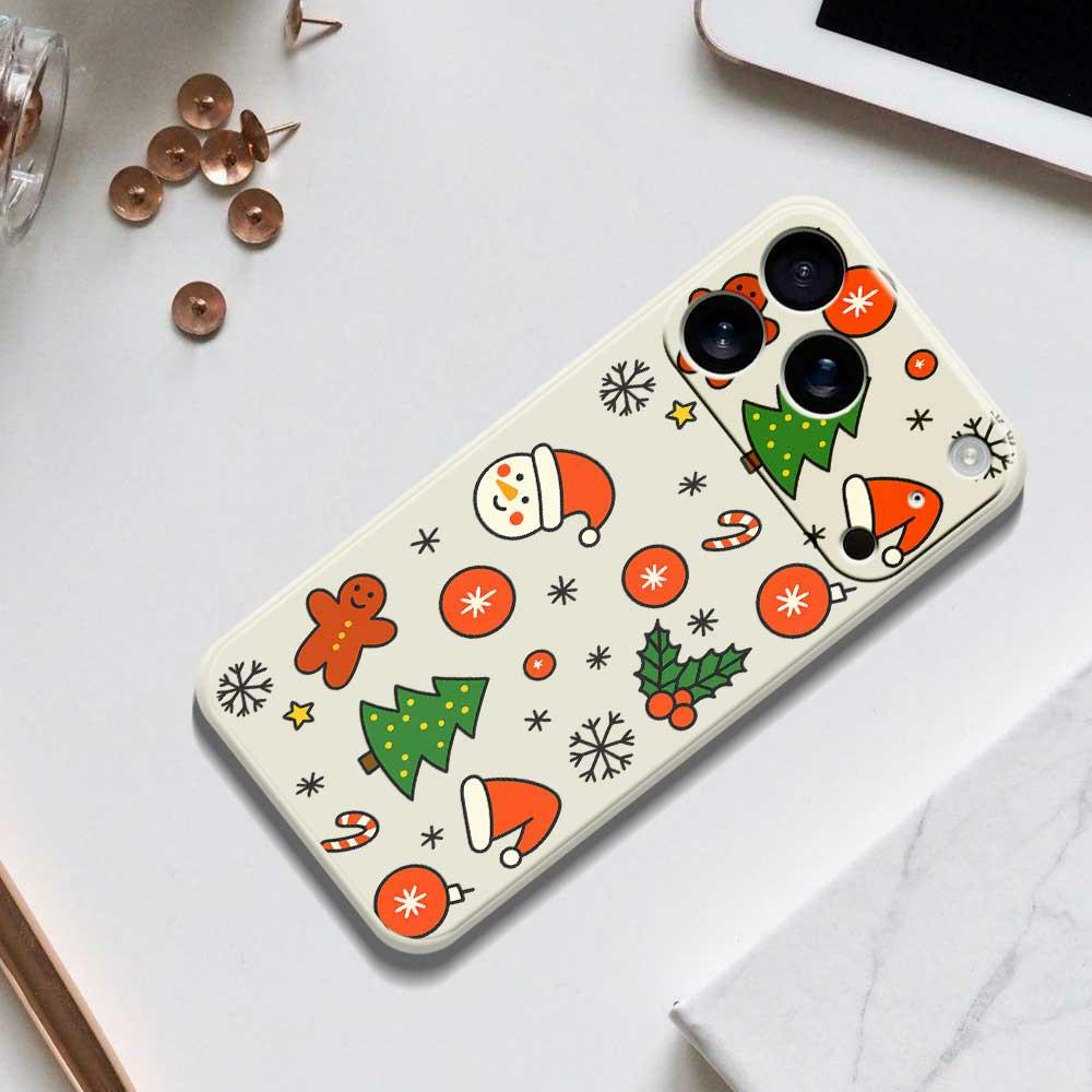 For iPhone 17 Pro Max Case Lovely Christmas Pattern Printing Straight Edge TPU Phone Back Cover