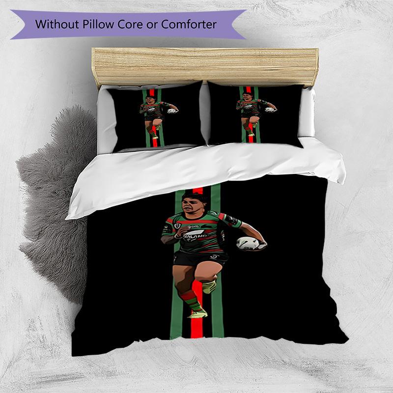 3-teiliges Bettbezug-Set (1 * Bettbezug + 2 * Kissenbezug, ohne Kern), South Sydney Rabbitohs Druck Bettwäsche Set, Schlafzimmer Dekor, Ganzjahres, Geburtstagsgeschenk