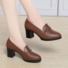 Spring New Arrival, Soft Leather Block Mid-Heel Loafers, Long-Standing Comfort, Office Commute, Slimming Versatile Women'S Shoes