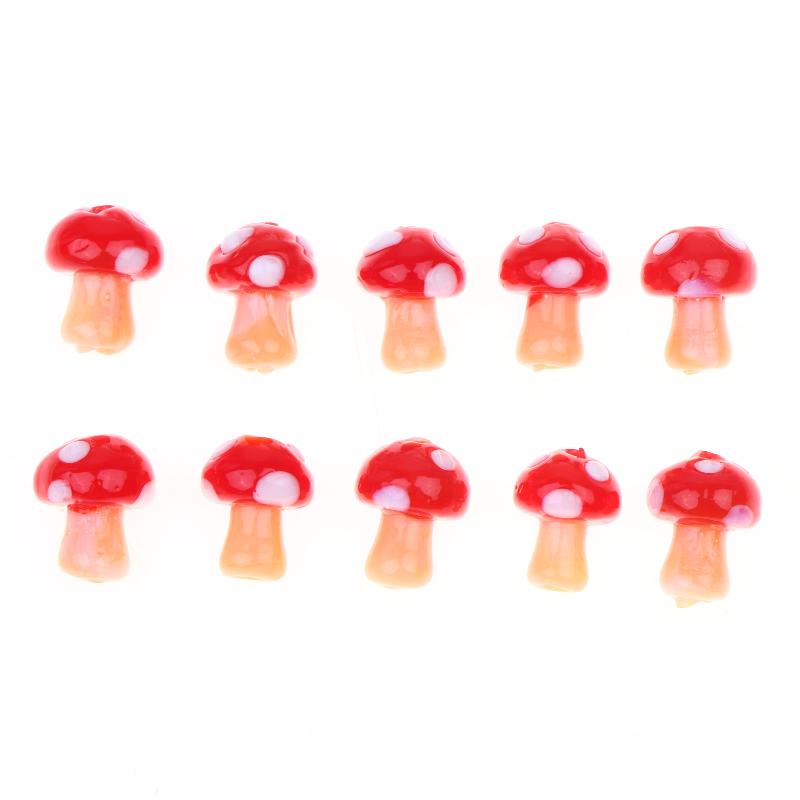 10Pcs Mushroom Ceramic Beads Cute Mini Colorful Loose Spacer Beads For Diy Jewelry Making Bracelet Necklace Accessories