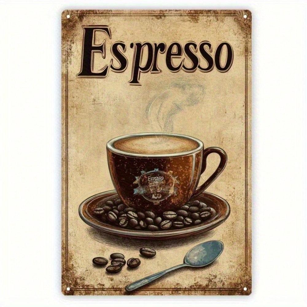 Tin Sign Espresso Wall Art Vintage Cafe Decor Metal Retro Kitchen Bar Rustic 8x12 Inch