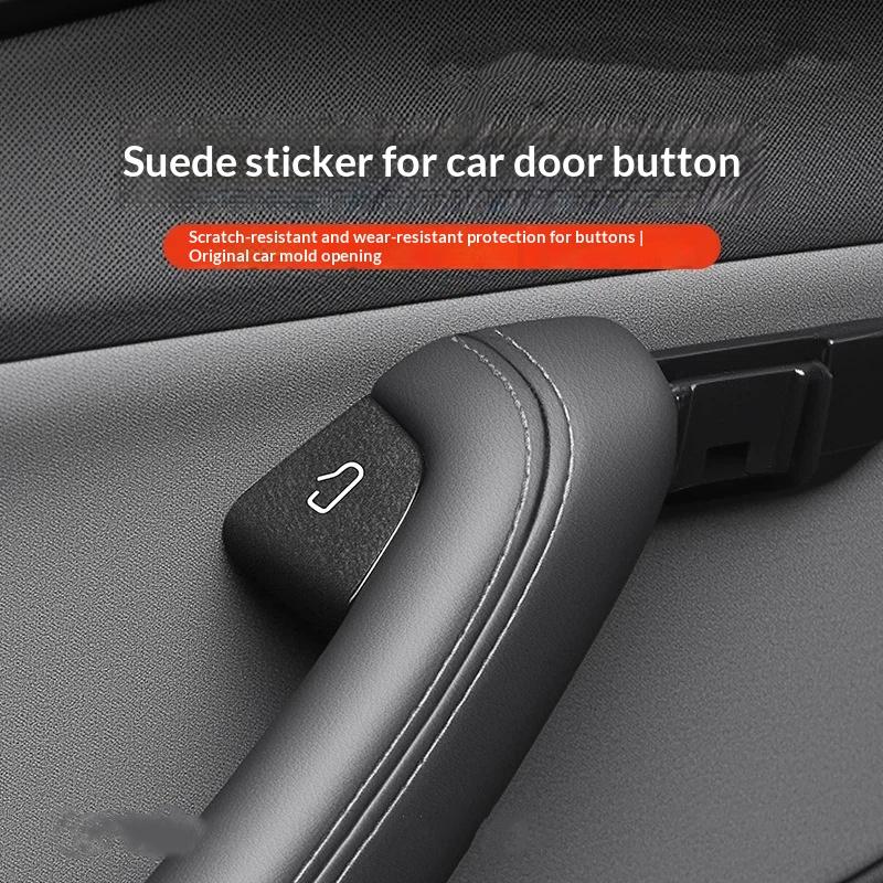 Waterproof Suede Door Switch Button Stickers Non-Slip Anti-Scratch Car Window Lift Button Trim Covers Auto Interior Accessories
