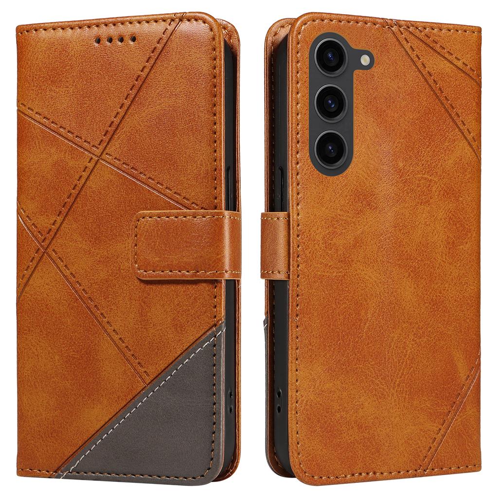 For Samsung Galaxy S23 Case Geometric Line Leather Phone Cover Card Holder Magnetic Clasp