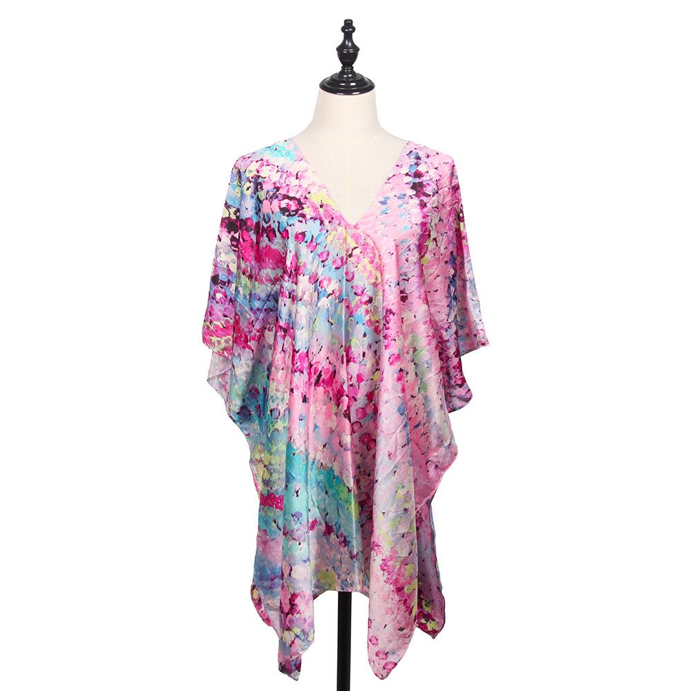 New European and American scarf women's imitation silk soft wavy polka dot shawl beach skirt