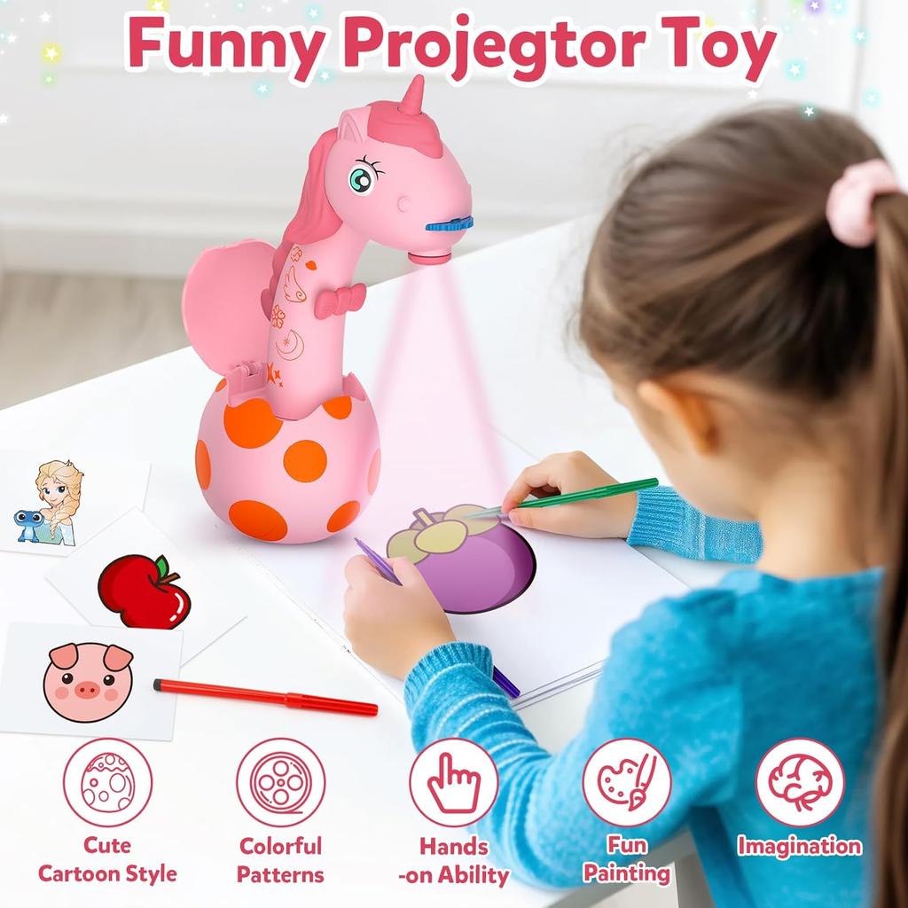 KETIEE Unicorn Drawing Projector Toys for Ages 5-7: Tracing and Drawing Projector for Kids with Cute Unicorn Look, Smart Art Sketcher Projector with