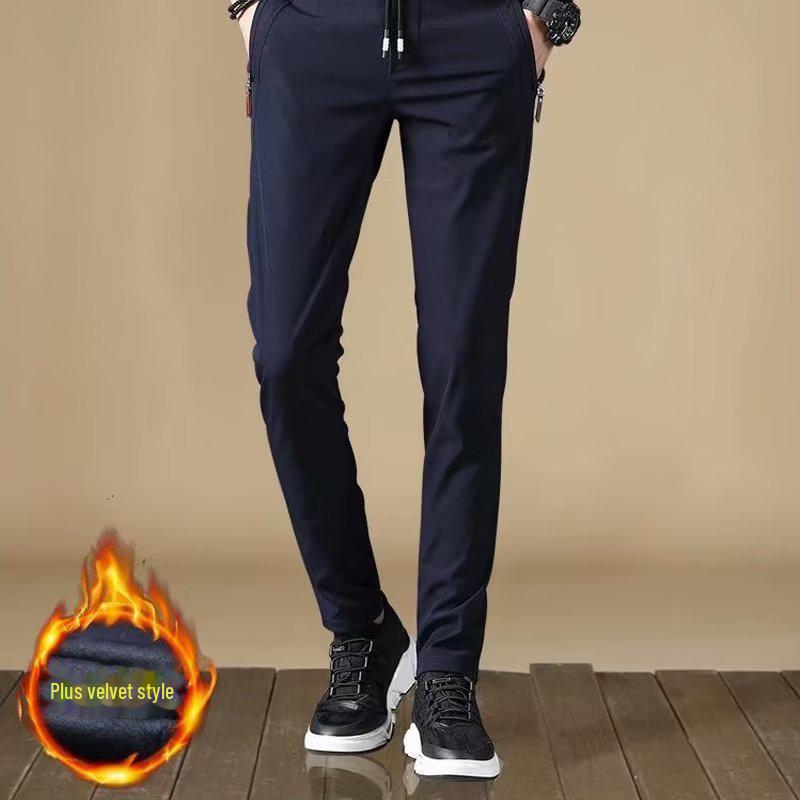 

Мужские повседневные брюки из плотного бархата из Гонконга - свободные прямые спортивные брюки на осень/зиму L
