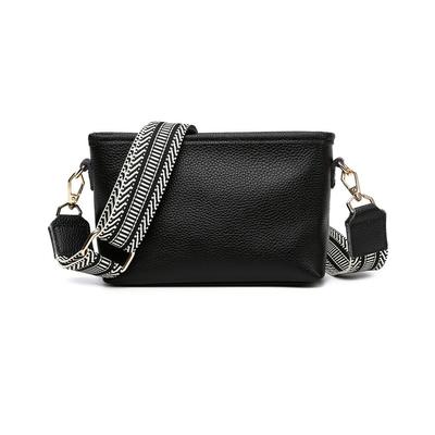 Whatna Cowhide Leather Mini Shoulder Bag for Women, Crossbody Chest Bag, Small, Genuine Leather, Thick Leather, 3 Compartments, Lightweight, Shoulder