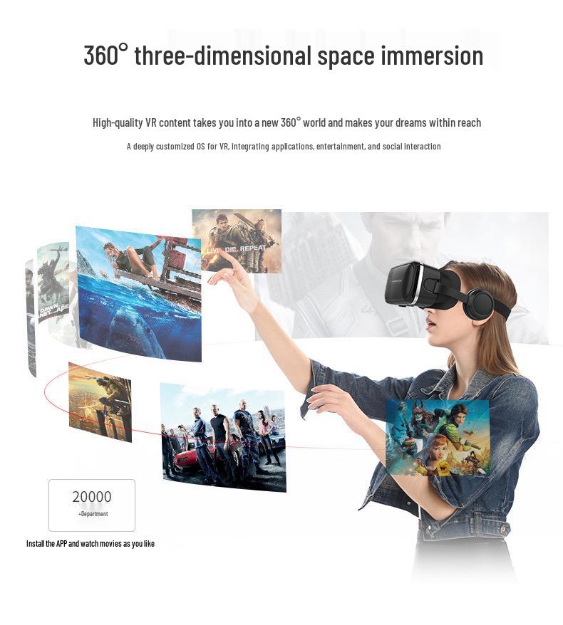 Qianhuan 6th Gen VR Glasses with Headphones - SHINECOM 3D Gaming Headset In Stock