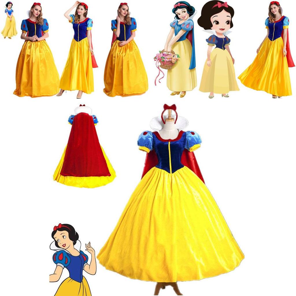 Enchanting Snow White Women Costume Princess Dress With Bustle And Headband For Halloween