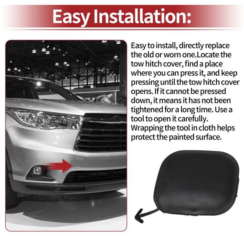 UXCELL Right Front Car Tow Hook Cover Cap for Toyota Highlander No.521270E926 Black 1Pc