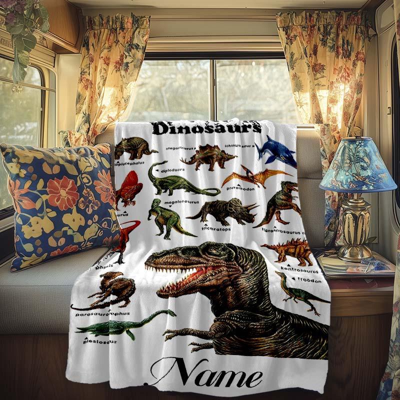 Dinosaurs Rv Customize Your Name Blanket Is Suitable For Rv Camping Traveling Rv Home Soft And Warm Rv Interior Blanket Suitable For Gifts To