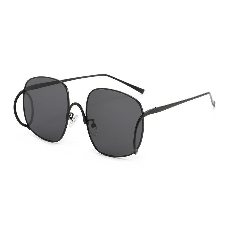 Oversized Square Women's Sunglasses Fashion Metal Large Frame Men's Sunglasses Personalized Curved Glasses Driving Goggles UV400