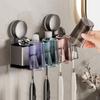 Wall-Mounted Suction Toothbrush & Toothpaste Holder with Aluminum Storage Shelf