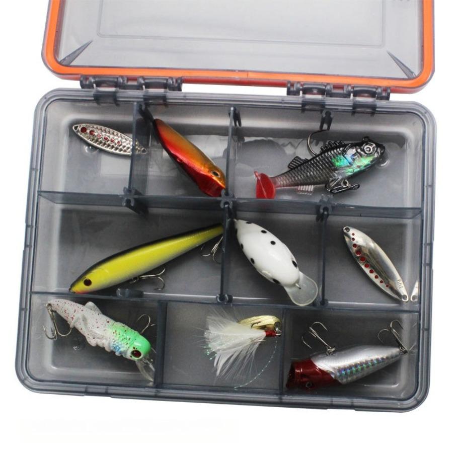 4-Latch K-Style Lure Box - Single-Layer Fishing Tackle Case with 4-Color Adjustable Inserts