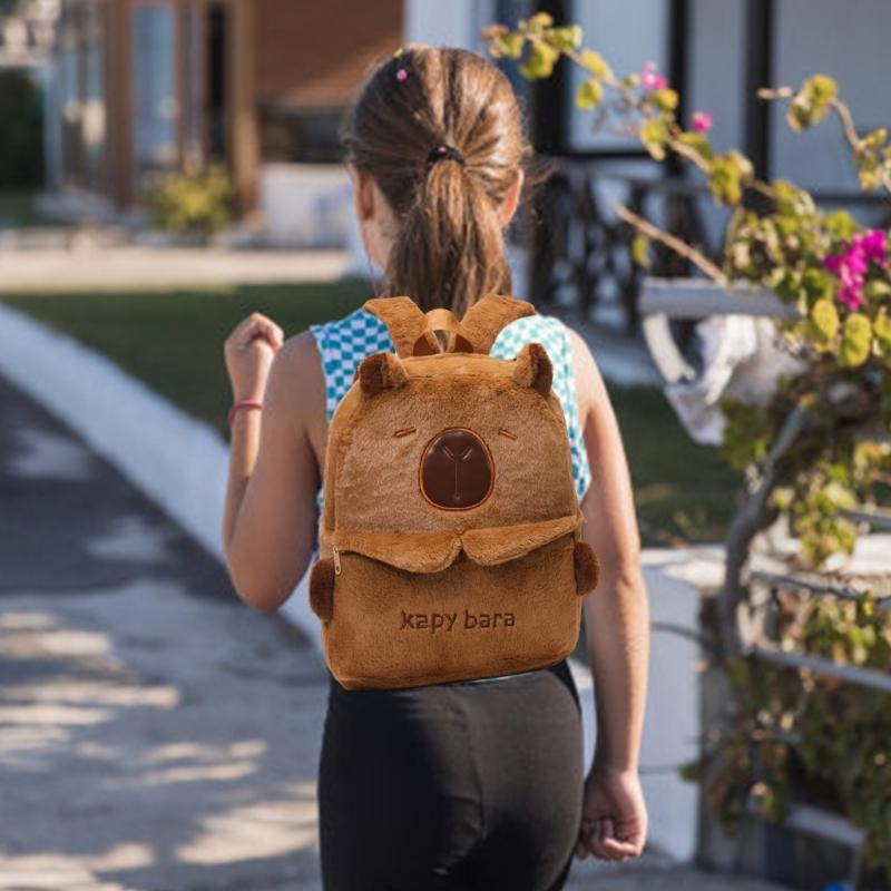 Capybara School Bag Spacious Plush Backpack For Children And Cartoon Lover Spacious And Comfortable Shoulder Bag