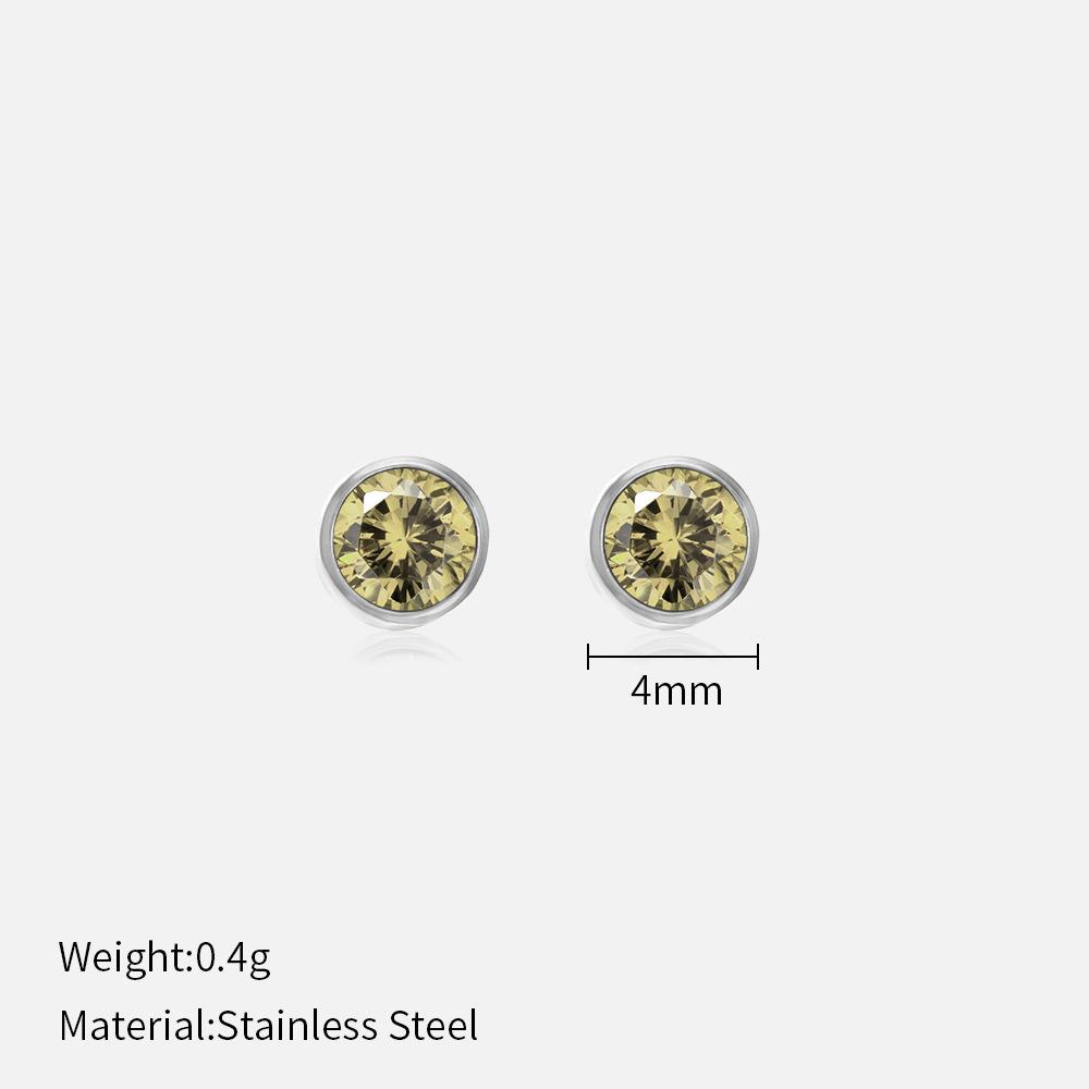 Simple Crystal Stud Earrings Fashion Women December Birthstone Colorful Diamond Earrings for Girls Gift