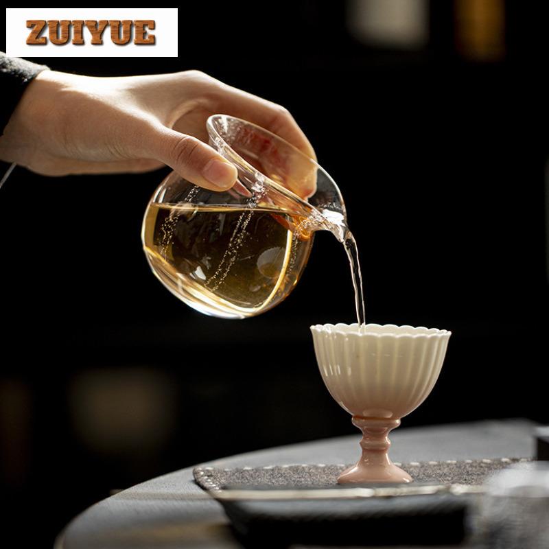 Handmade Blow Bubble Crystal Glass Tea Pitcher Japanese Fair Cup Cha Hai Justice Cup Dahongpao Fair Mug Teaset Supplies Craft