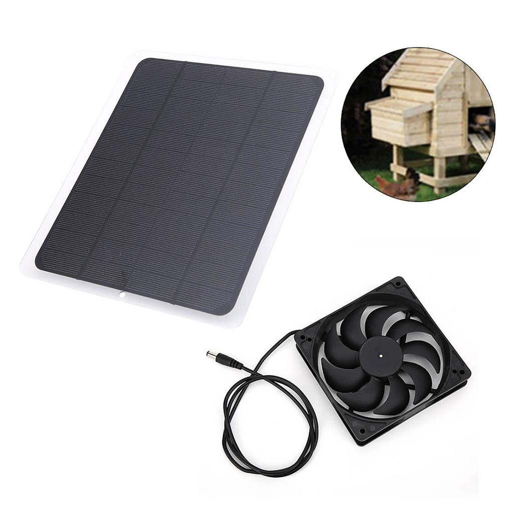 Panel słoneczny 10W 12V Płyta do generowania mocy Ładowanie baterii Wyjście USB Zestaw wentylatora wyciągowego dla zwierząt