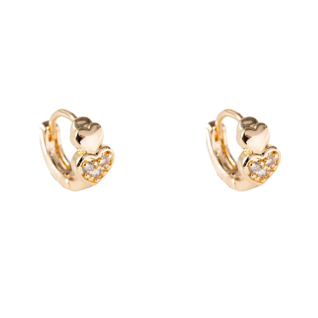 Classic Double Heart Zircon Earrings - European & American Fresh Fashion