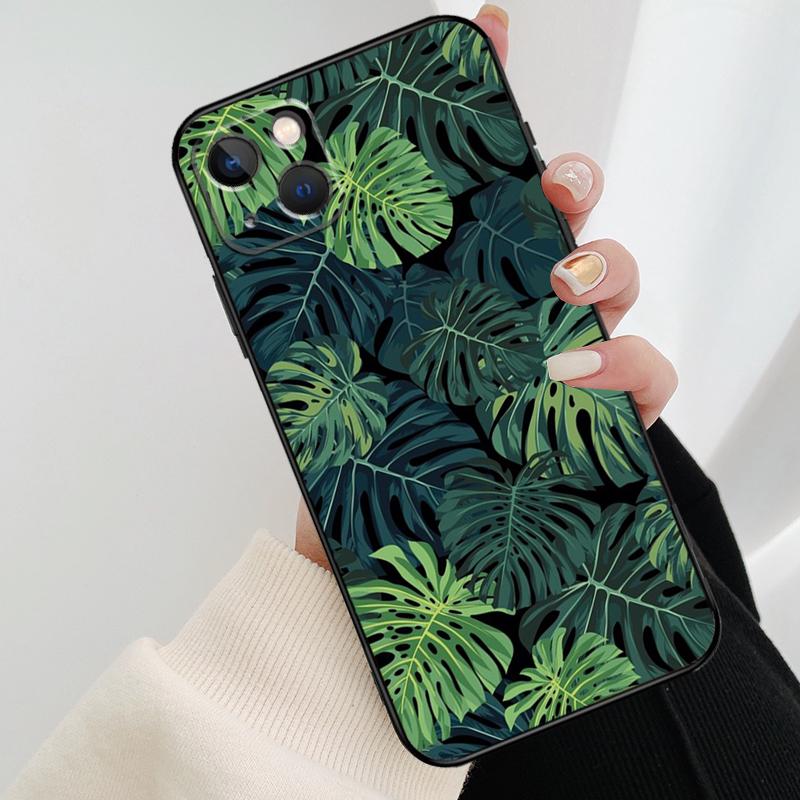 Leaves Monstera Green Phone Case For iPhone 17 Pro Max 14 13 12 11 15 16 Pro Max Mini 15 16 Plus 16e 17 Air Cover
