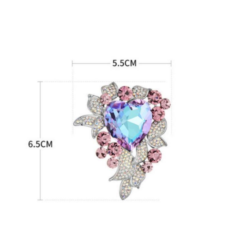 Exaggerated Luxury Full Crystal Heart Brooch Pin For Women Men Fashion Exquisite Rhinestone Badges Jewelry Accessories Gifts