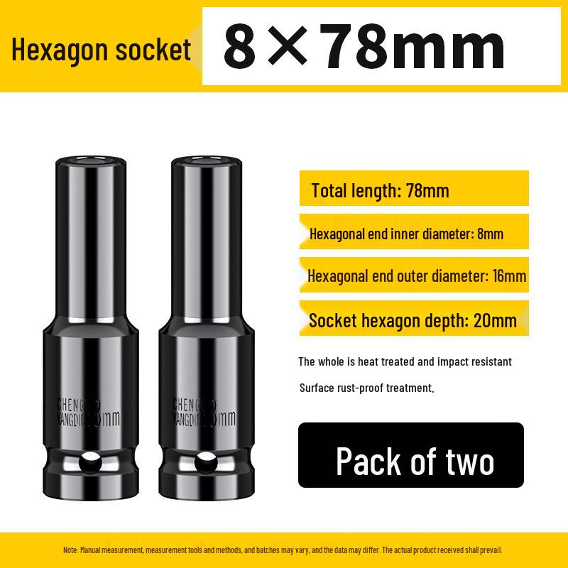 Electric Drill & Air Wrench Hex Socket Set (7-14mm) - Complete Set with Extended Screwdriver Head