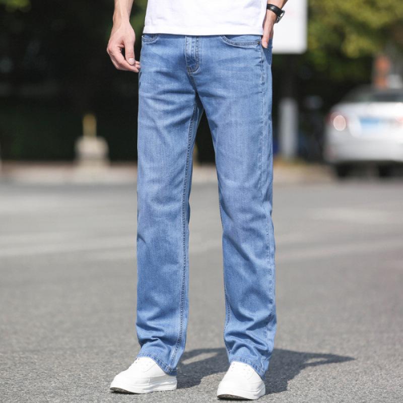 Autumn and Winter Fleece Thickened Jeans Spring and Autumn Business Loose Straight Pants Elastic Pants